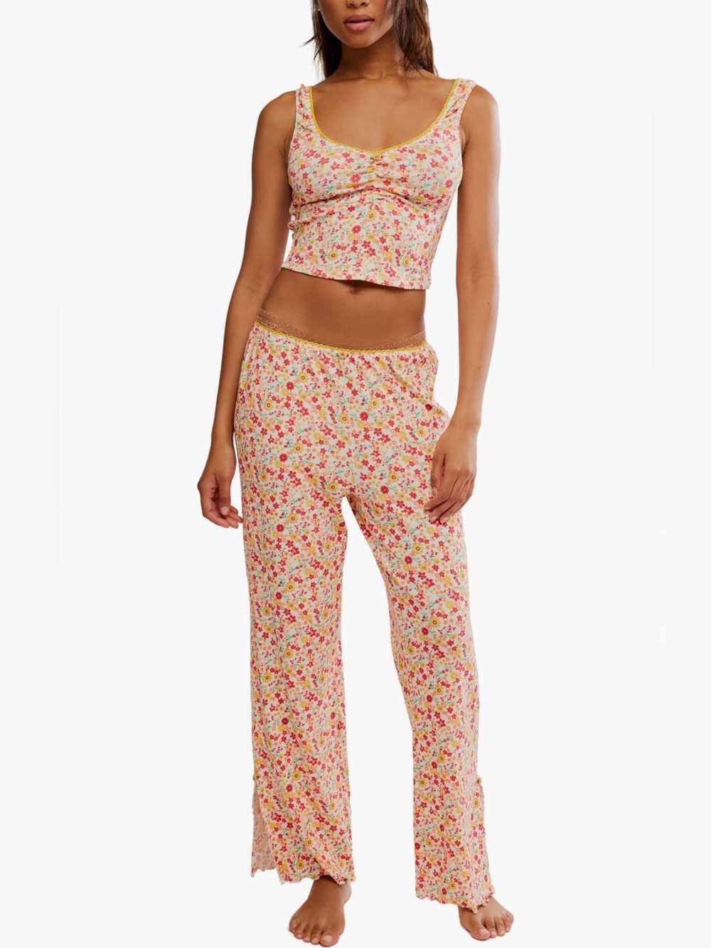 NWT Free people fresh in love set Pointelle PJs Butter Combo